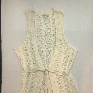 Banana Republic Women’s Chunky Boho Crochet Sleeveless Cardigan Size M EUC